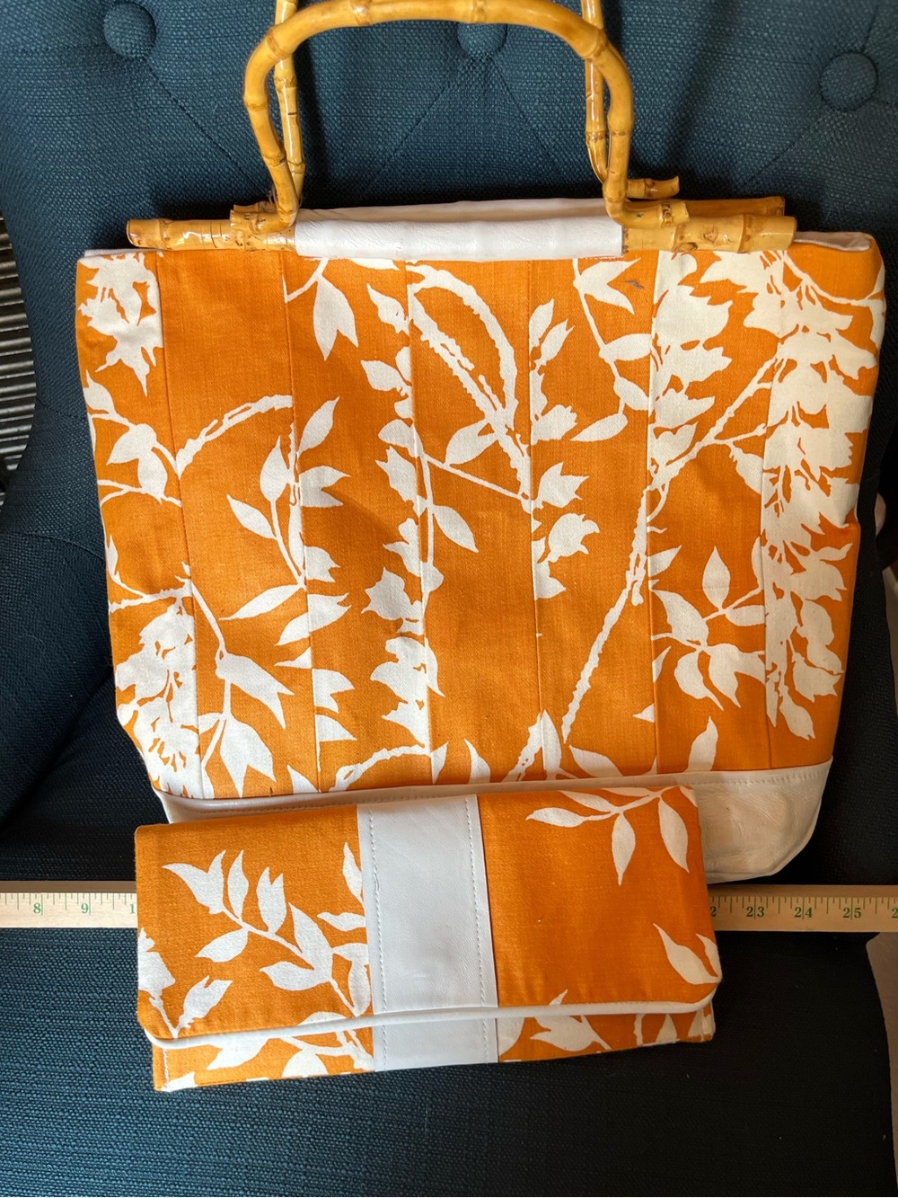 Desigual Orange and White Floral Tote with Clutch
